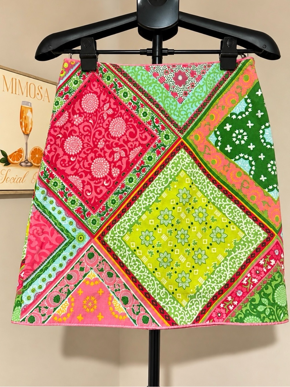 Molly B. Vintage Patchwork Bandana Print Mini Skirt Size 6 USA Made